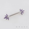 FLORAL BUTTERFLY WING PATTERN MARQUISE CZ 316L SURGICAL STEEL NIPPLE RING